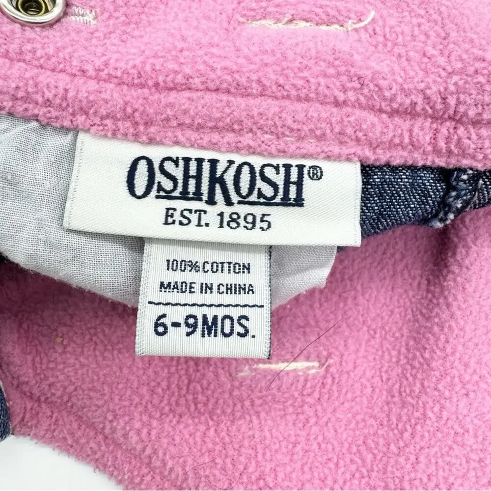 Vintage‎ OshKosh Snowflake and Penquin Embroidered Denim Overall Skirt Size 6-9